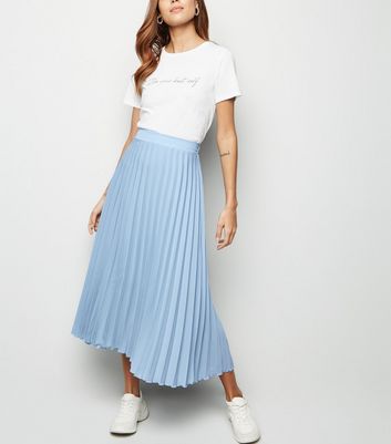 Pale Blue Pleated Midi Skirt | New Look